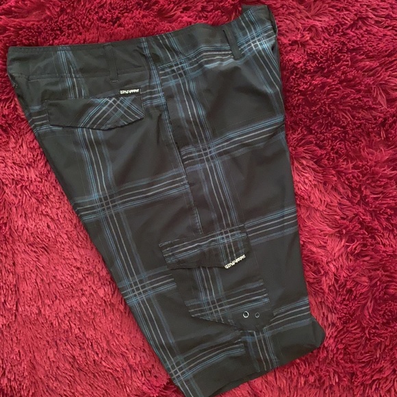 Ocean Current plaid black, grey, ice blue shorts - Picture 5 of 15